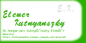 elemer kutnyanszky business card